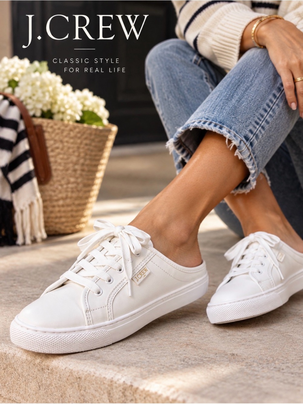 J.Crew Slip-On Mule Sneakers – White – Size 7.5